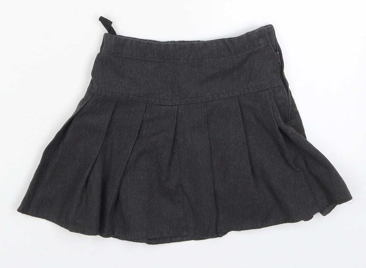 Additional front view of Next girls’ grey polyester pleated skirt, size 3, years regular zip