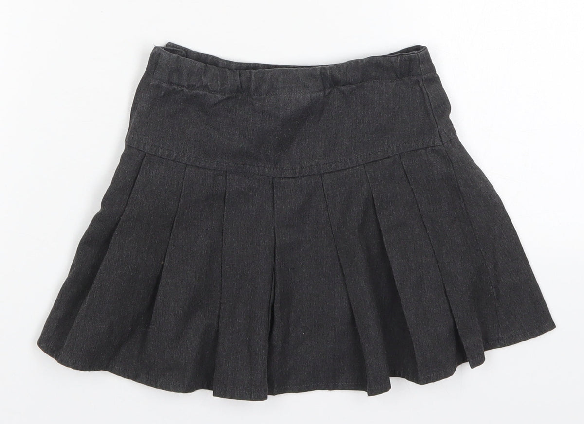 Back view of Next girls’ grey polyester pleated skirt, size 3, years regular zip