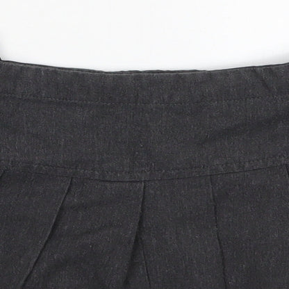 Close-up detail of Next girls’ grey polyester pleated skirt, size 3, years regular zip