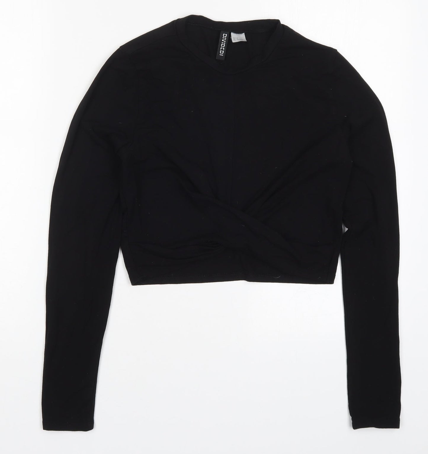 Womens UK Size M H&M Black Cropped T-Shirt