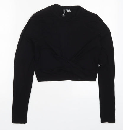 Womens UK Size M H&M Black Cropped T-Shirt