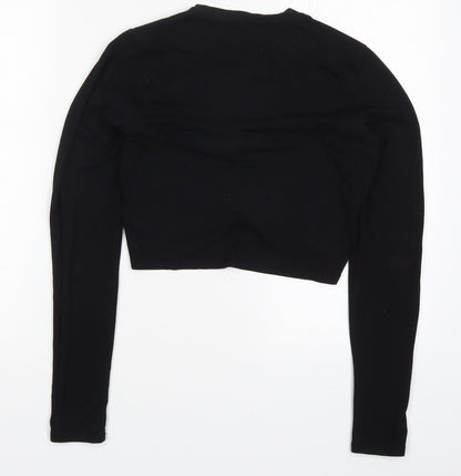 Womens UK Size M H&M Black Cropped T-Shirt