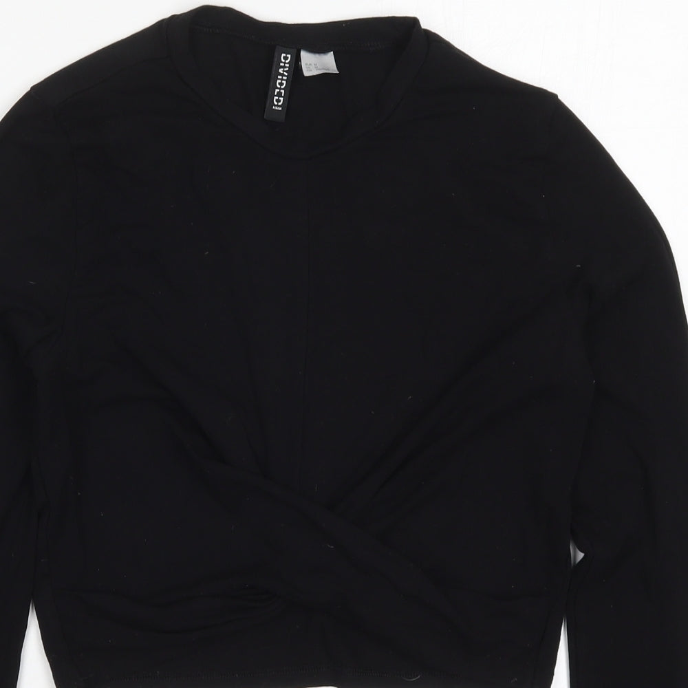 Womens UK Size M H&M Black Cropped T-Shirt