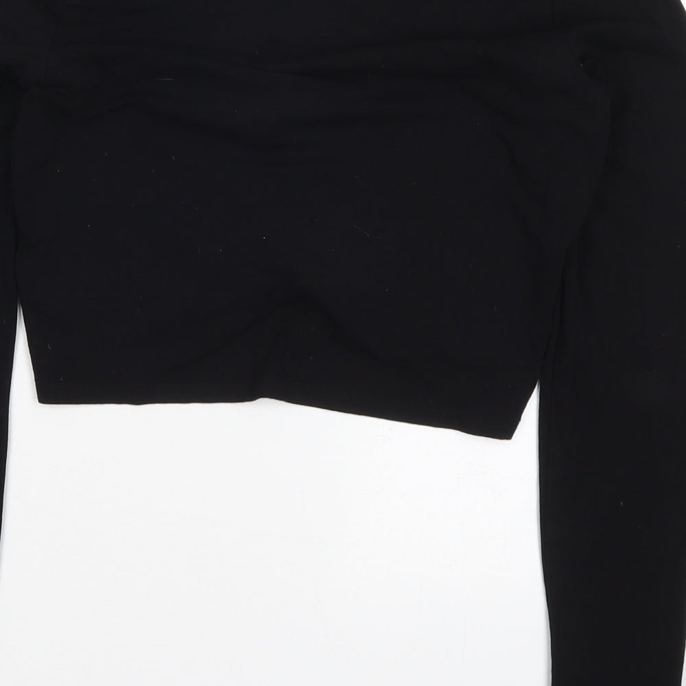 Womens UK Size M H&M Black Cropped T-Shirt