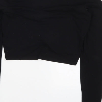 Womens UK Size M H&M Black Cropped T-Shirt