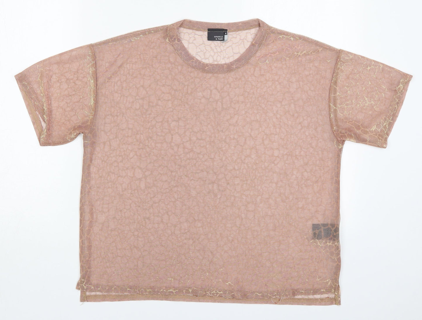 Womens UK Size M Sparkle & Fade Pink Basic T-Shirt