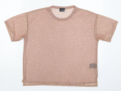 Womens UK Size M Sparkle & Fade Pink Basic T-Shirt