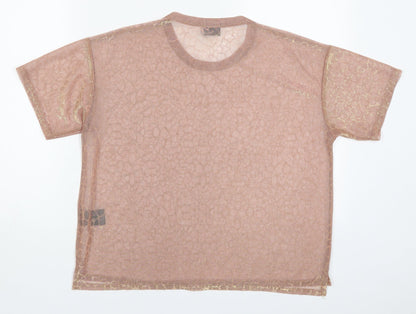 Womens UK Size M Sparkle & Fade Pink Basic T-Shirt