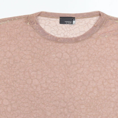 Womens UK Size M Sparkle & Fade Pink Basic T-Shirt