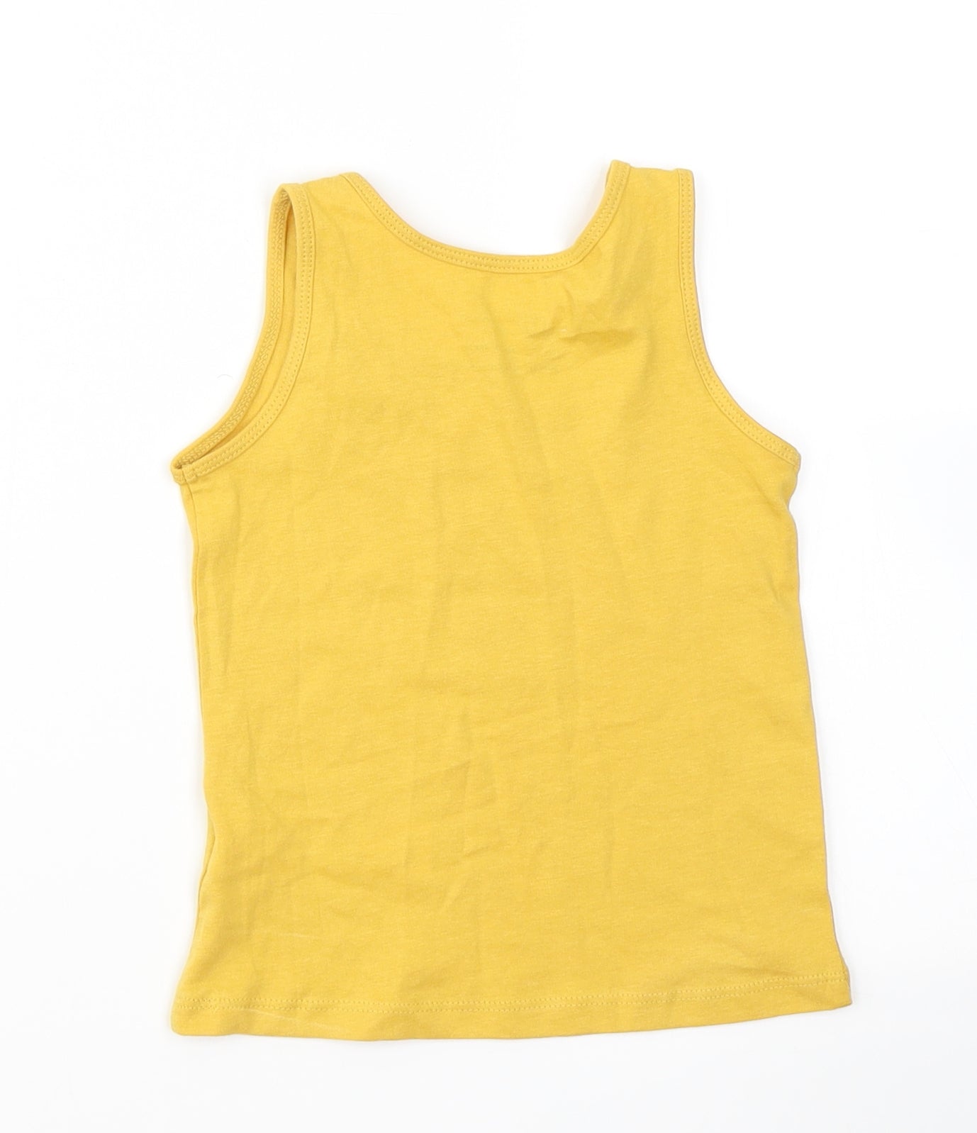 Primark Girls Yellow  Cotton Basic Tank Size 2-3 Years Crew Neck  - Zoo Animals