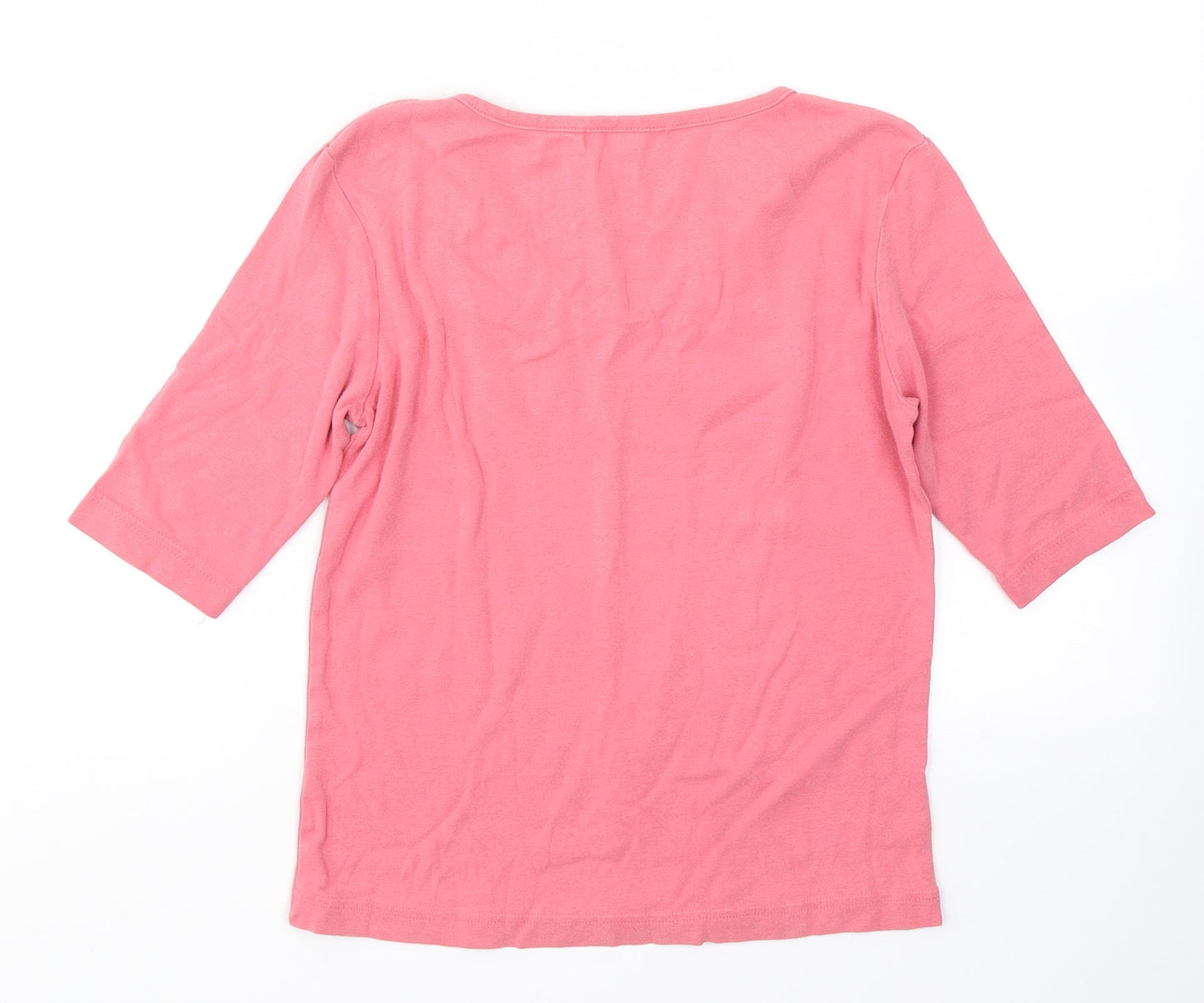 Eva Womens Pink  Cotton Basic T-Shirt Size M V-Neck