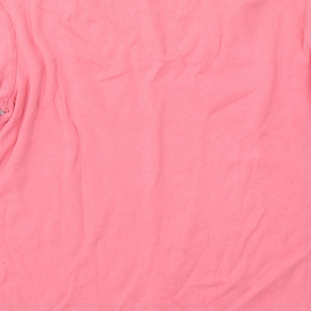 Eva Womens Pink  Cotton Basic T-Shirt Size M V-Neck