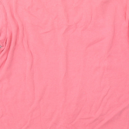 Eva Womens Pink  Cotton Basic T-Shirt Size M V-Neck