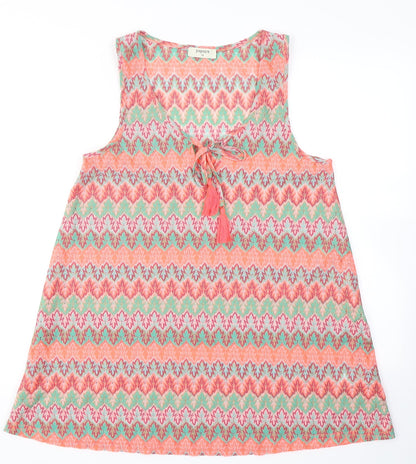 Papaya Womens Orange Striped Polyester A-Line  Size 10  Round Neck  - Beach wear
