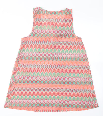Papaya Womens Orange Striped Polyester A-Line  Size 10  Round Neck  - Beach wear
