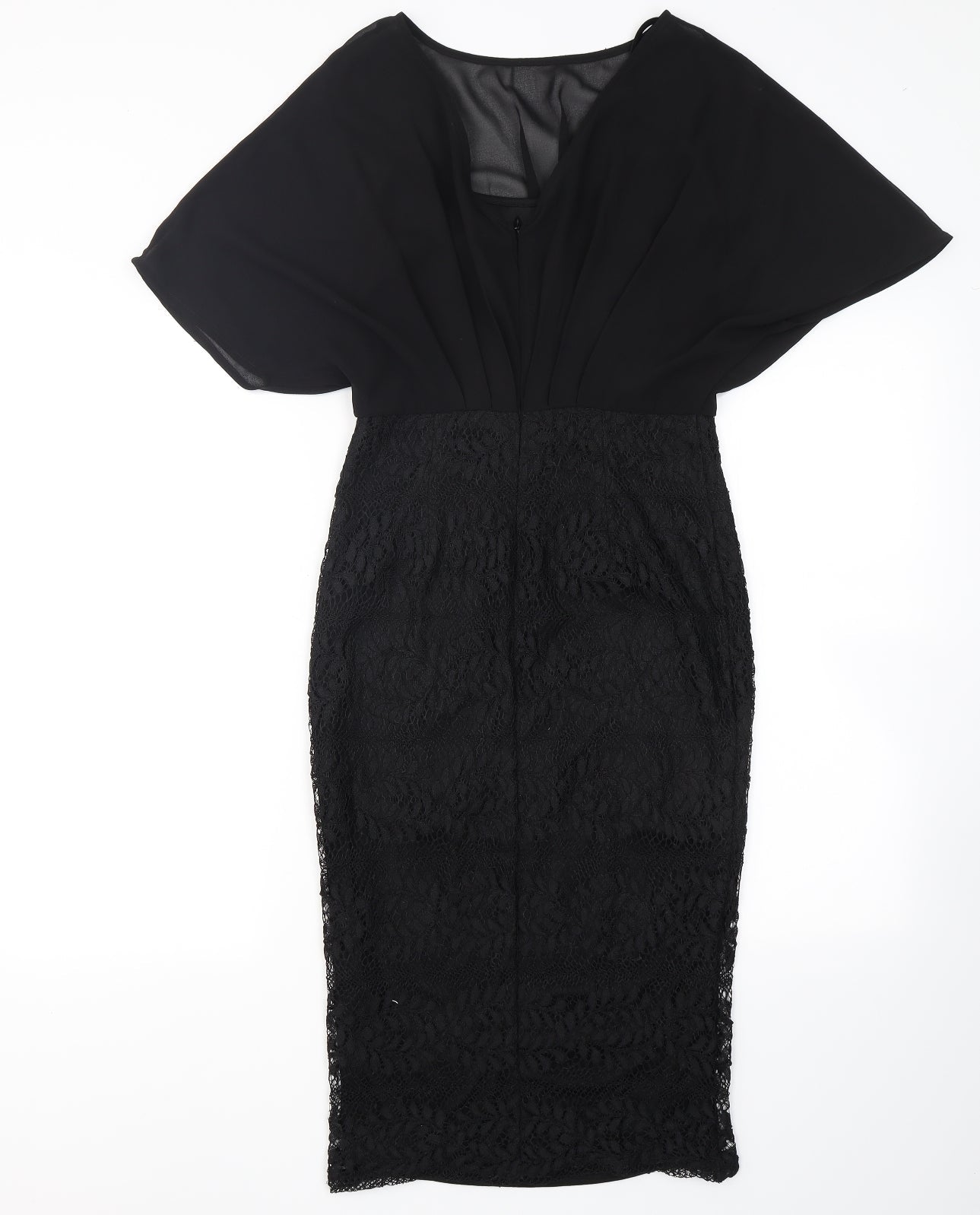 Girl In Mind Womens Black  Polyester Pencil Dress  Size 10  Crew Neck Zip