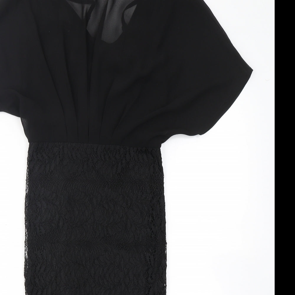 Girl In Mind Womens Black  Polyester Pencil Dress  Size 10  Crew Neck Zip