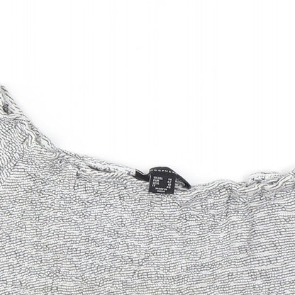 Atmosphere Womens Grey Striped Viscose Cropped T-Shirt Size 14 Off the Shoulder