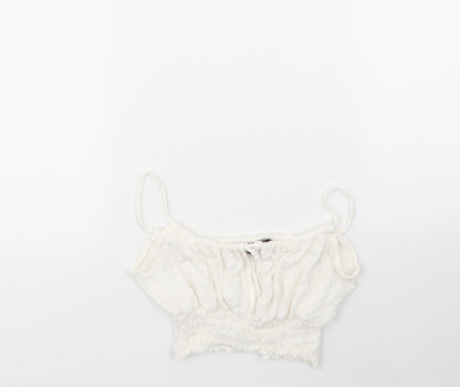 Nasty Gal Womens White  Polyester Basic Tank Size 6 Round Neck