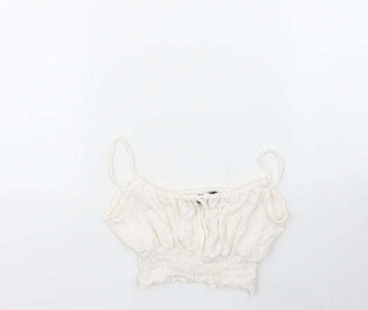 Nasty Gal Womens White  Polyester Basic Tank Size 6 Round Neck