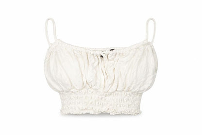 Front view of Nasty Gal women’s white polyester basic tank, size UK 6, round neck