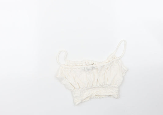 Nasty Gal Womens White  Polyester Basic Tank Size 6 Round Neck