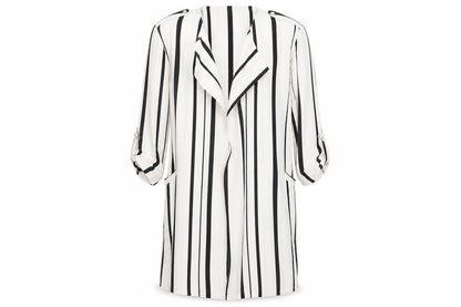 Front view of walis women’s multicoloured round neck striped polyester cardigan jumper, size UK 12