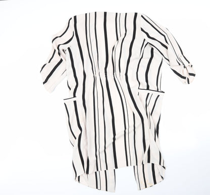 walis Womens Multicoloured Round Neck Striped Polyester Cardigan Jumper Size 12