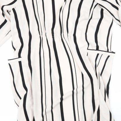 walis Womens Multicoloured Round Neck Striped Polyester Cardigan Jumper Size 12
