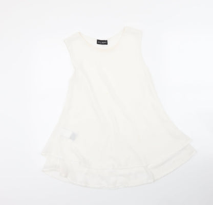 James Lakeland Womens White  Polyester Basic Blouse Size 10 Round Neck