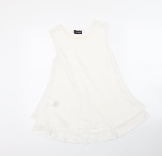 James Lakeland Womens White  Polyester Basic Blouse Size 10 Round Neck