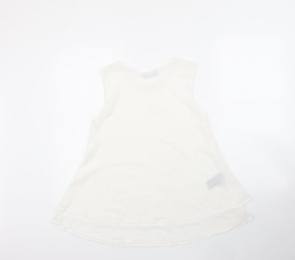 James Lakeland Womens White  Polyester Basic Blouse Size 10 Round Neck