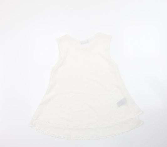 James Lakeland Womens White  Polyester Basic Blouse Size 10 Round Neck