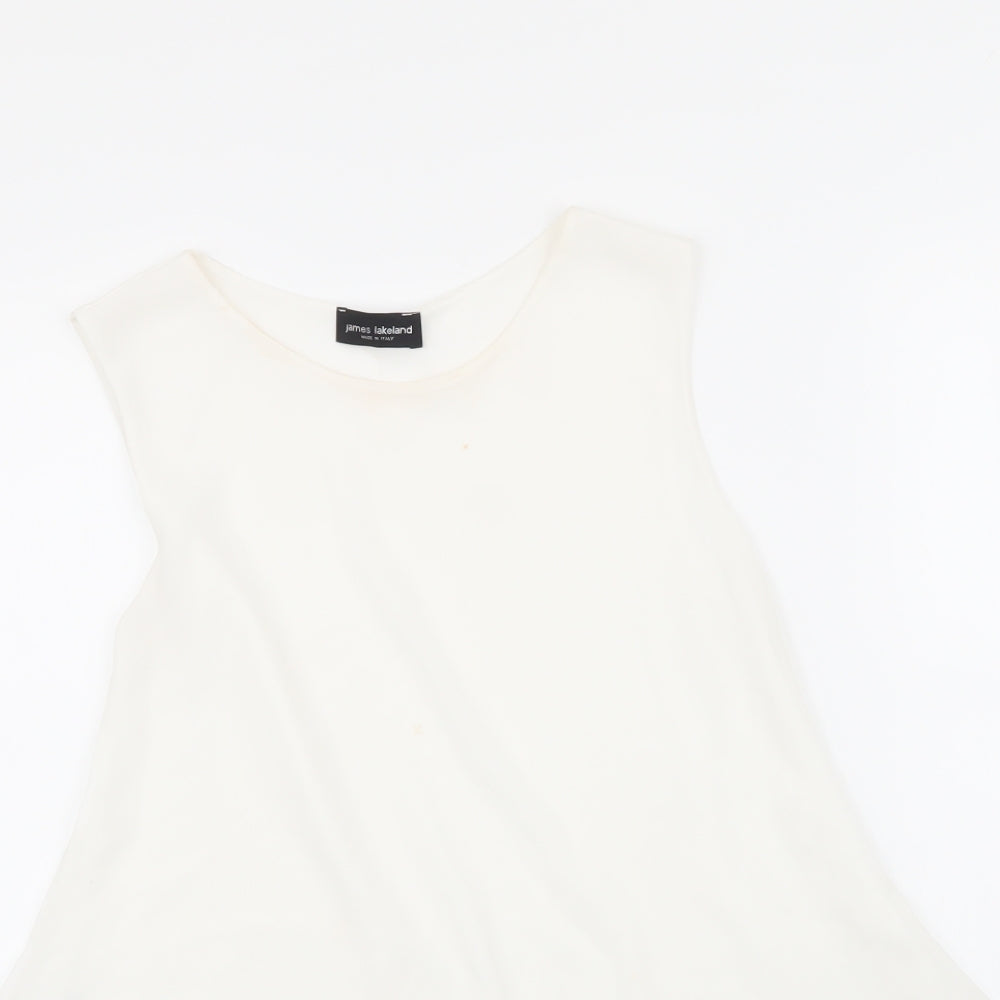 James Lakeland Womens White  Polyester Basic Blouse Size 10 Round Neck