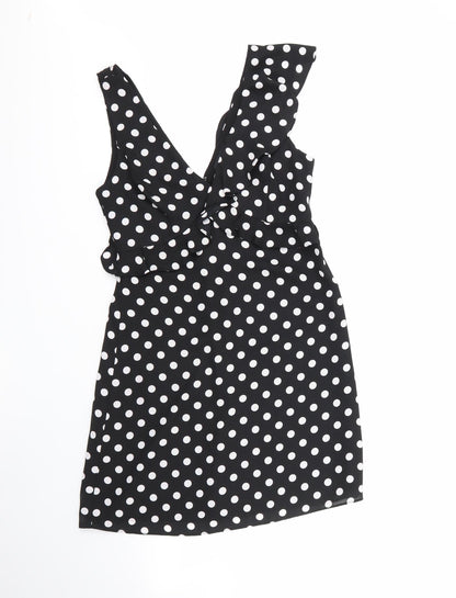 bcbgmazazrai Womens Multicoloured Polka Dot Polyester Fit & Flare  Size 4  Round Neck