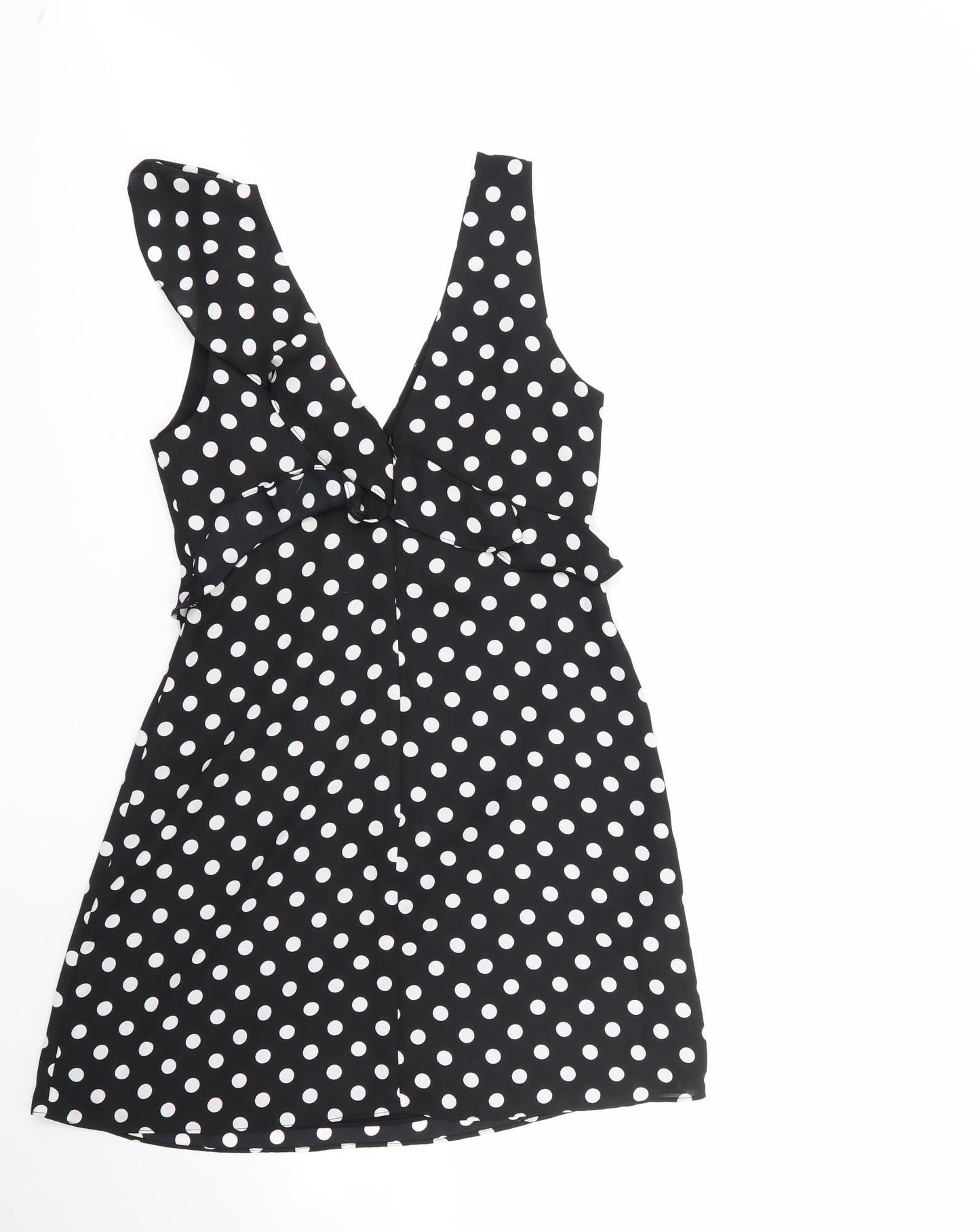 bcbgmazazrai Womens Multicoloured Polka Dot Polyester Fit & Flare  Size 4  Round Neck