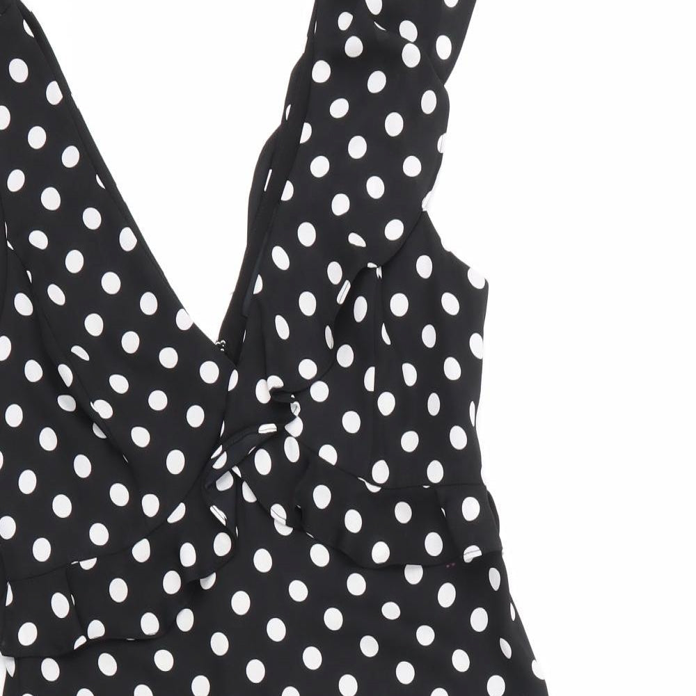 bcbgmazazrai Womens Multicoloured Polka Dot Polyester Fit & Flare  Size 4  Round Neck