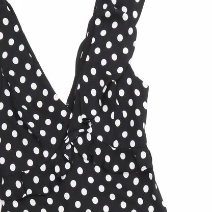 bcbgmazazrai Womens Multicoloured Polka Dot Polyester Fit & Flare  Size 4  Round Neck