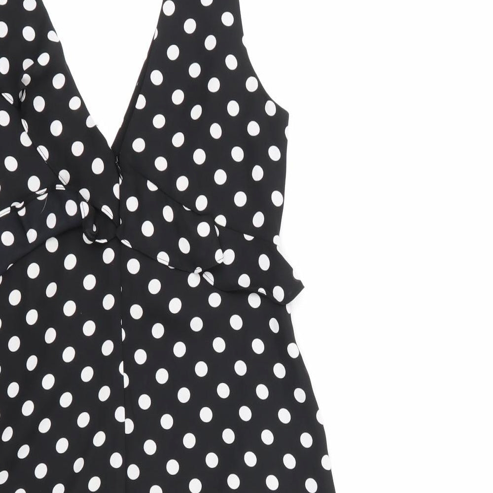 bcbgmazazrai Womens Multicoloured Polka Dot Polyester Fit & Flare  Size 4  Round Neck