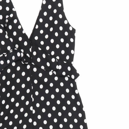 bcbgmazazrai Womens Multicoloured Polka Dot Polyester Fit & Flare  Size 4  Round Neck