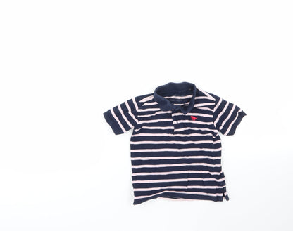 Additional front view of Next Baby Multicoloured Striped 100% Cotton Basic Polo, size 12-18, Months Collared