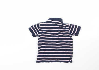 Back view of Next Baby Multicoloured Striped 100% Cotton Basic Polo, size 12-18, Months Collared