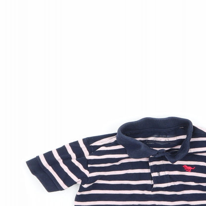 Close-up detail of Next Baby Multicoloured Striped 100% Cotton Basic Polo, size 12-18, Months Collared