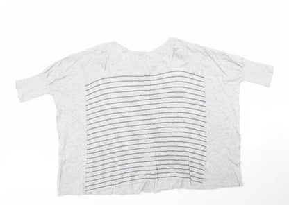 Atmosphere Womens Grey Roll Neck Striped Viscose Cardigan Jumper Size 12
