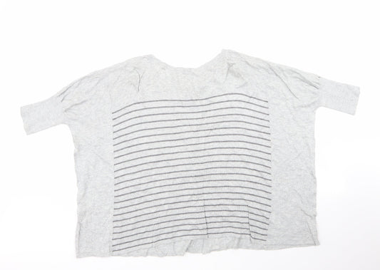 Atmosphere Womens Grey Roll Neck Striped Viscose Cardigan Jumper Size 12