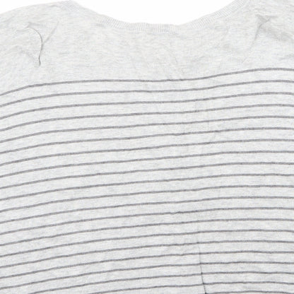 Atmosphere Womens Grey Roll Neck Striped Viscose Cardigan Jumper Size 12