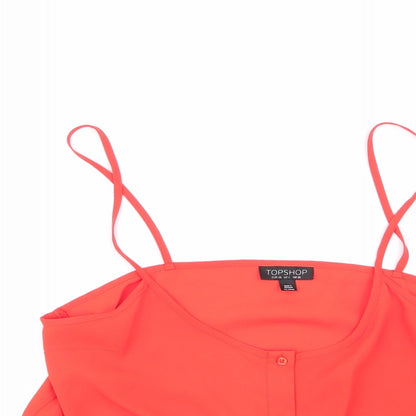 Womens UK Size 10 Topshop Orange Basic Blouse