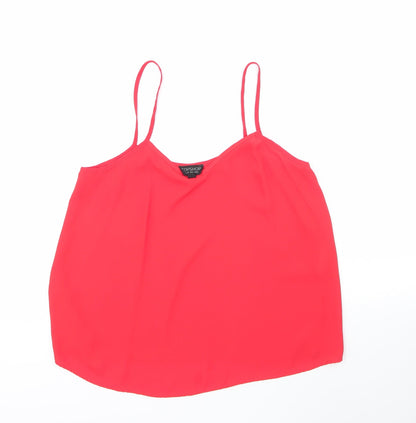 Womens UK Size 10 Topshop Red Basic Blouse