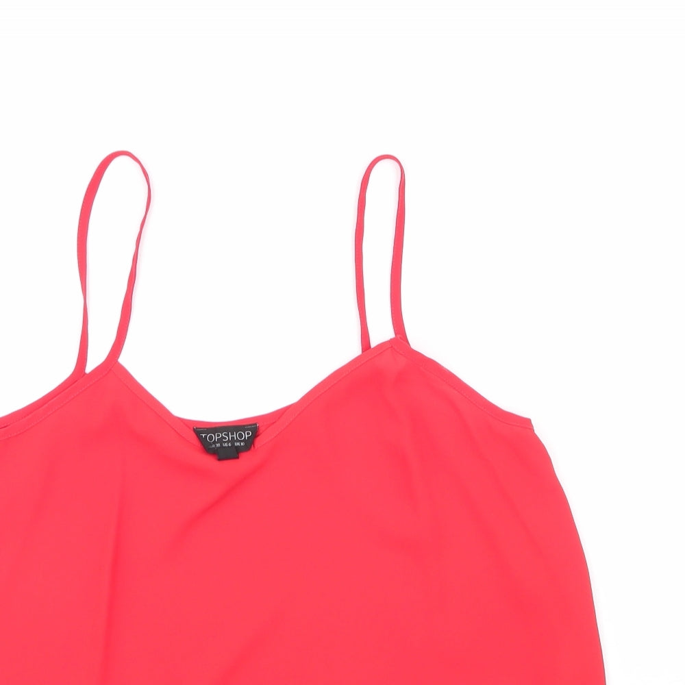 Womens UK Size 10 Topshop Red Basic Blouse