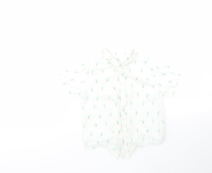 Matalan Boys Multicoloured Geometric 100% Cotton Basic Button-Up Size 4-5 Years Collared  - palm trees